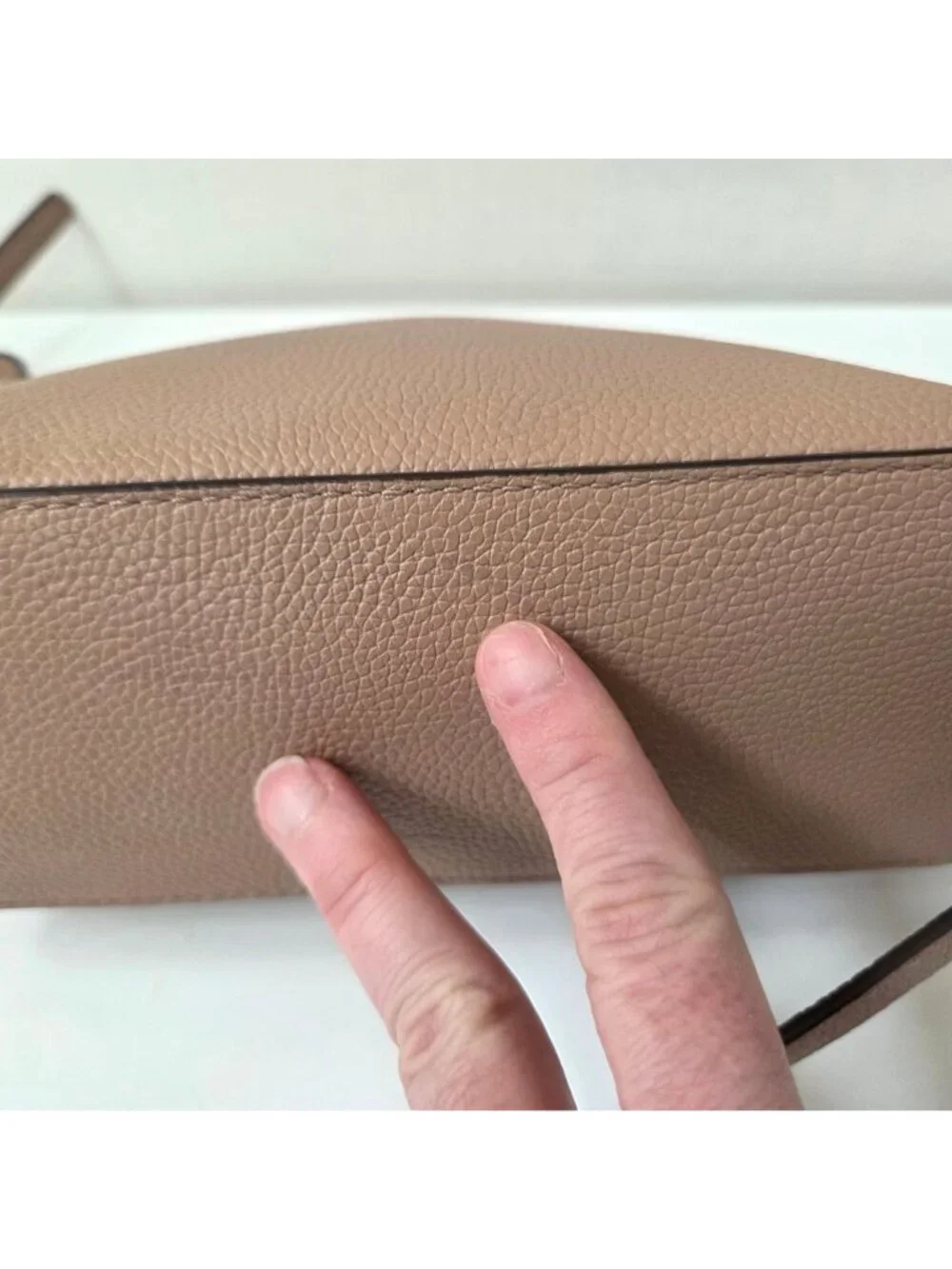Michael Kors Purse Fawn Pink Tan Pebbled Leather Adele Dome Crossbody Preppy